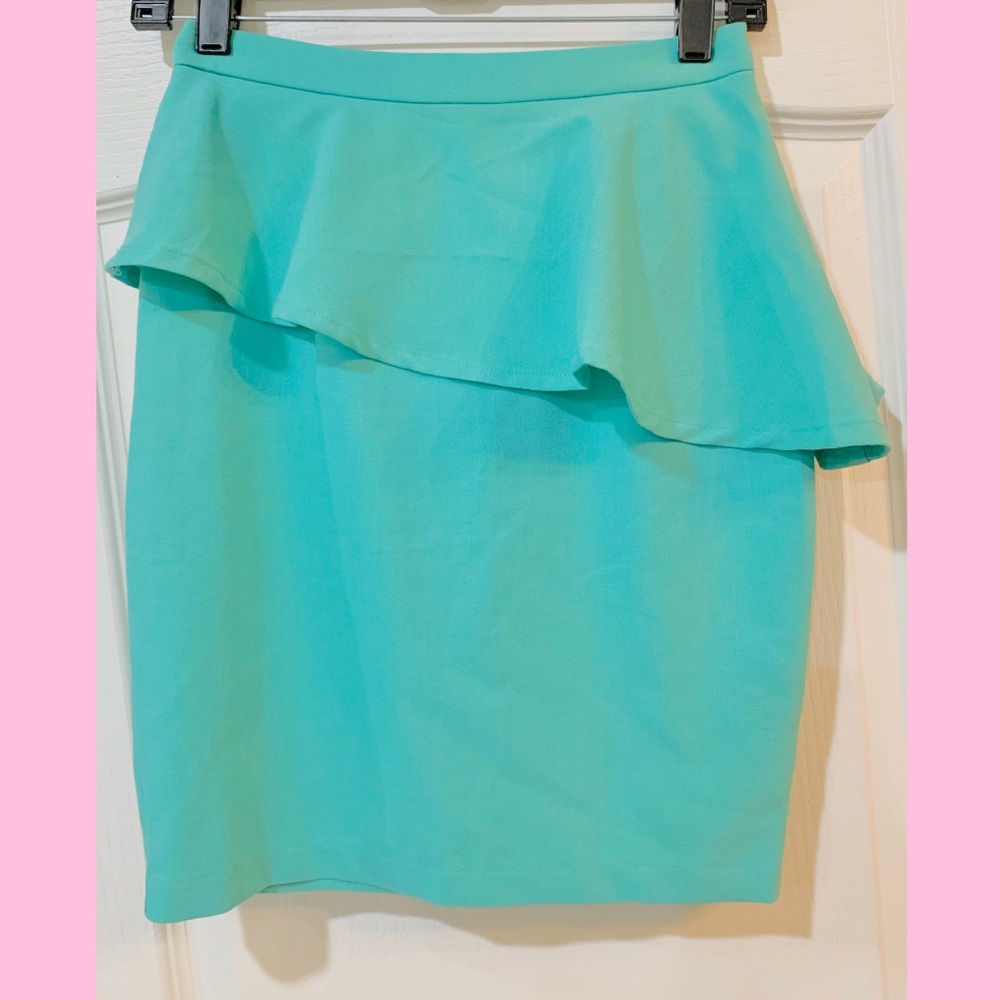 Seafoam peplum pencil skirt